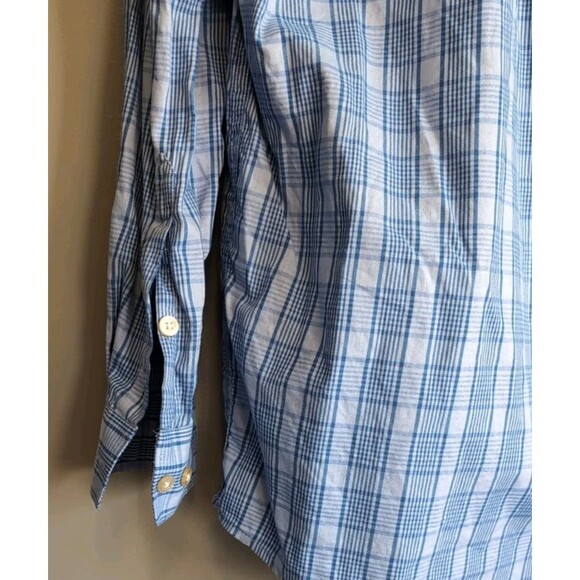Orvis Size Medium Plaid Button Down Shirt Mens Blue Long Sleeve Cotton Check LS - Picture 4 of 5